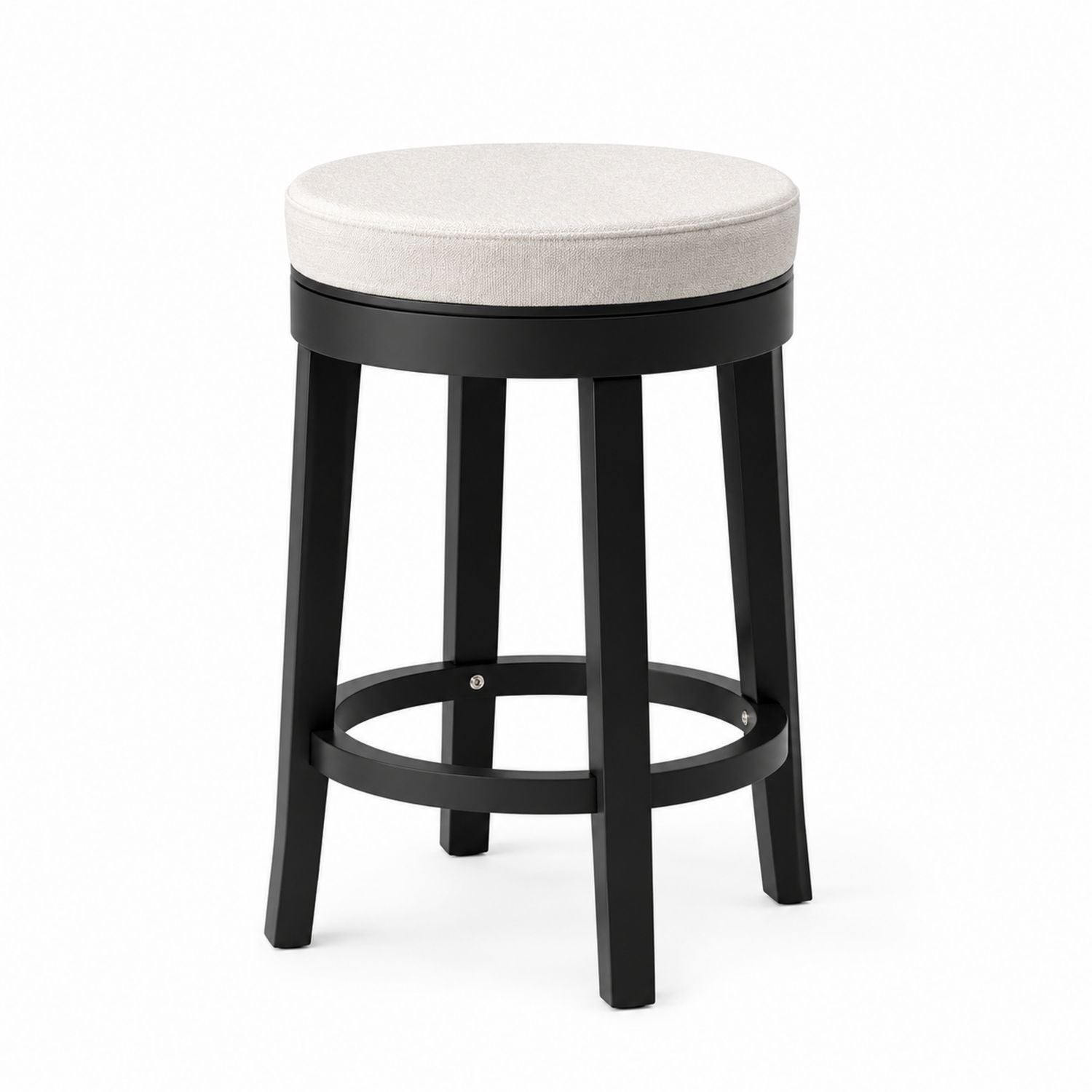 Tabouret de bar en bois avec revêtement en tissu noir rond 75cm
