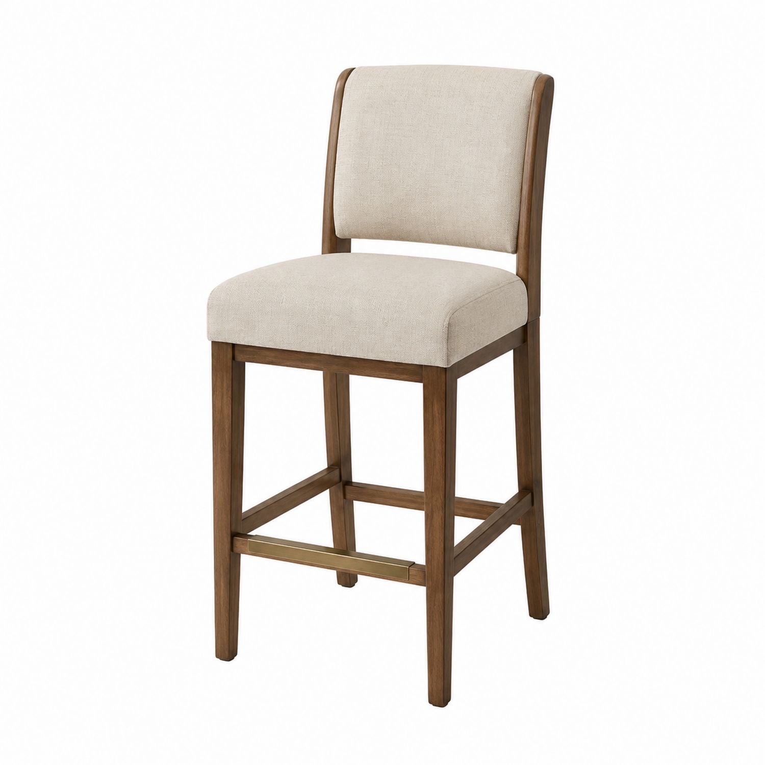 Tabouret de Bar Bois Tissu Lin Beige 45cm x 52cm x 100cm