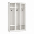White MDF Entryway Coat Rack with Metal Hooks and Compartments 193 cm