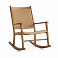 Fauteuil à bascule en bois avec assise et dossier en cannage naturel
