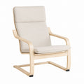 Armchair with Birch Veneer Frame and Cotton Fabric in Beige 65x85x96 cm