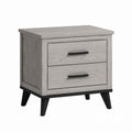 Table de chevet en bois à deux tiroirs Gris 61 cm de hauteur