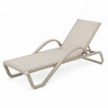 Outdoor Aluminum Sun Lounger with Textilene Fabric Adjustable Beige