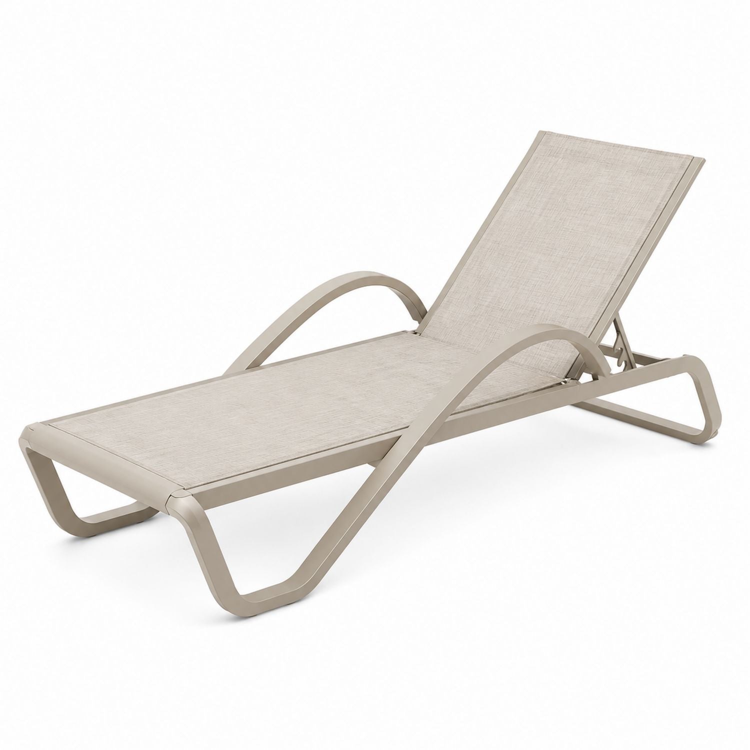 Chaise longue d'extérieur en aluminium avec tissu textilène réglable beige
