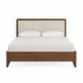 Wood Bed Frame with Cream Upholstered Headboard 210cm x 160cm