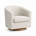 Swivel Barrel Chair Polyester Beige with Wood Base 80x80x85 cm