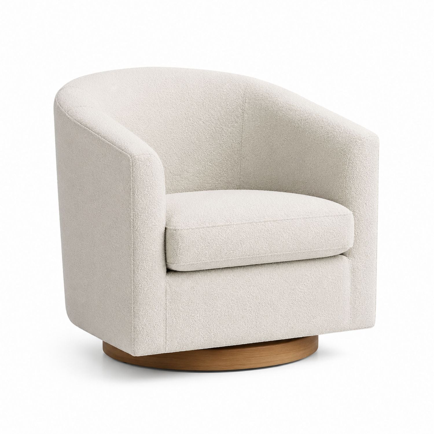 Swivel Barrel Chair Polyester Beige with Wood Base 80x80x85 cm