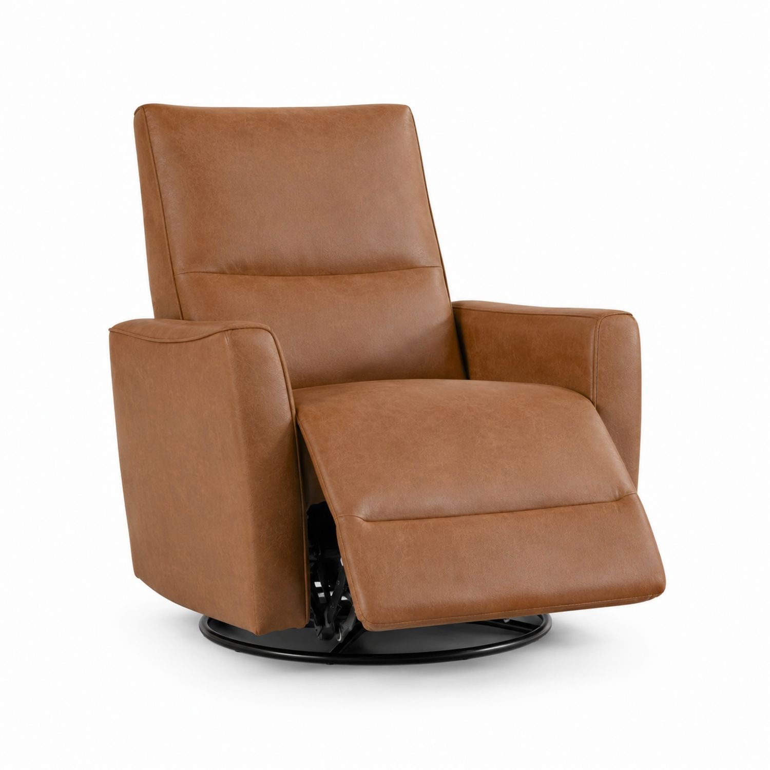 Brown Faux Leather Recliner Chair with Swivel Base