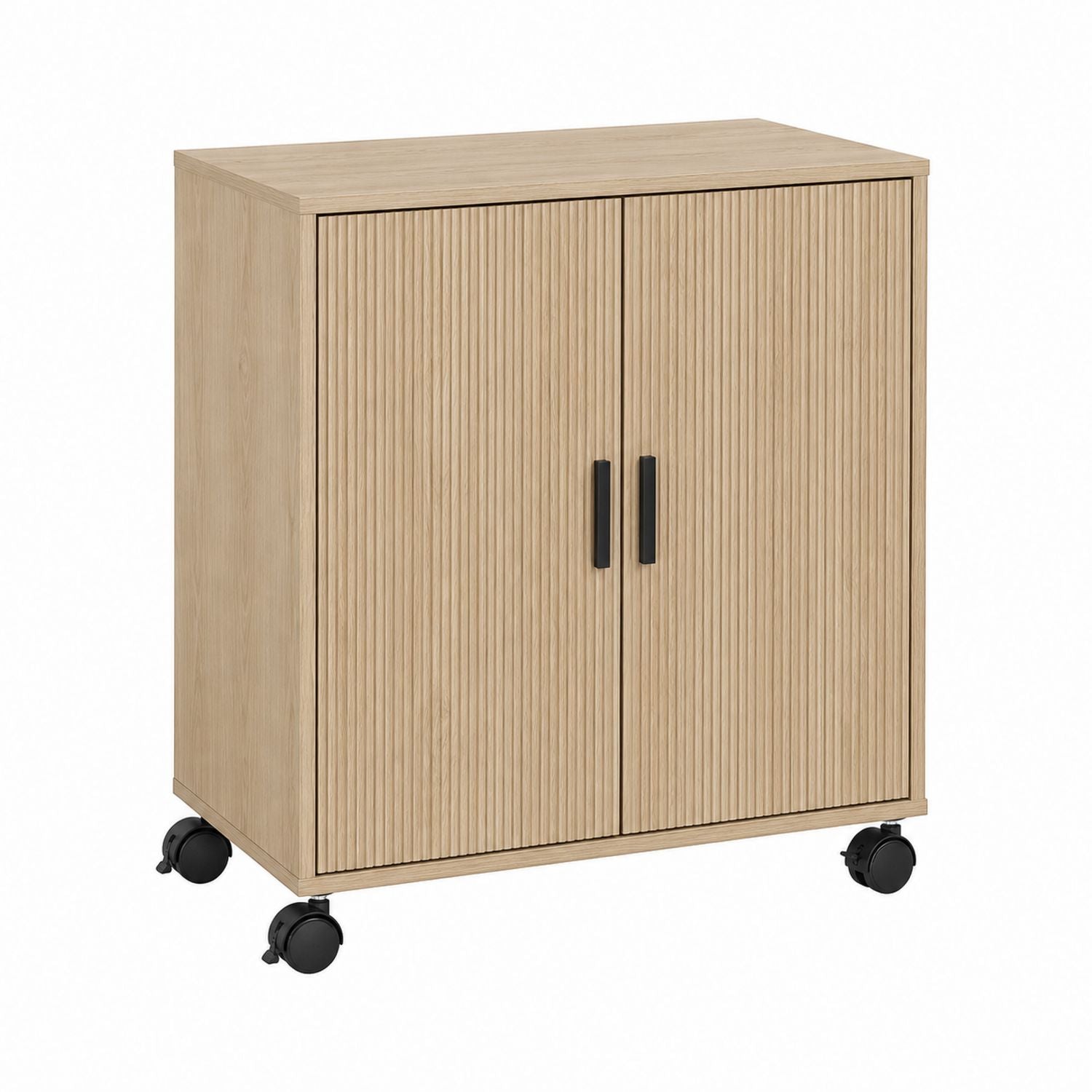 Meuble de rangement en bois avec roulettes, Chêne clair, 70x40x80 cm