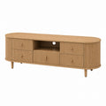 Oak TV Stand with Drawers and Open Shelf