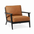 Leather Armchair with Black Wood Frame 75cm x 80cm x 85cm