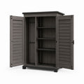 Outdoor Storage Cabinet Resin Brown Double Door with Shelves