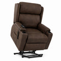 Fauteuil inclinable en cuir synthétique marron avec structure en acier et porte-gobelets