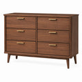 Walnut Mid-Century Dresser with Six Drawers