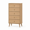 Wood 5-Drawer Dresser Light Oak Finish 120cm Tall