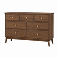 Commode en bois avec poignées en laiton 7 tiroirs Marron 120cm x 45cm x 85cm