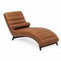 Brown Faux Leather Chaise Lounge with Cushion
