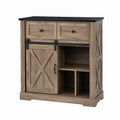 Wooden Sideboard Buffet with Sliding Barn Door and Shelves