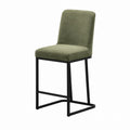 Green Fabric Bar Stool with Black Metal Frame