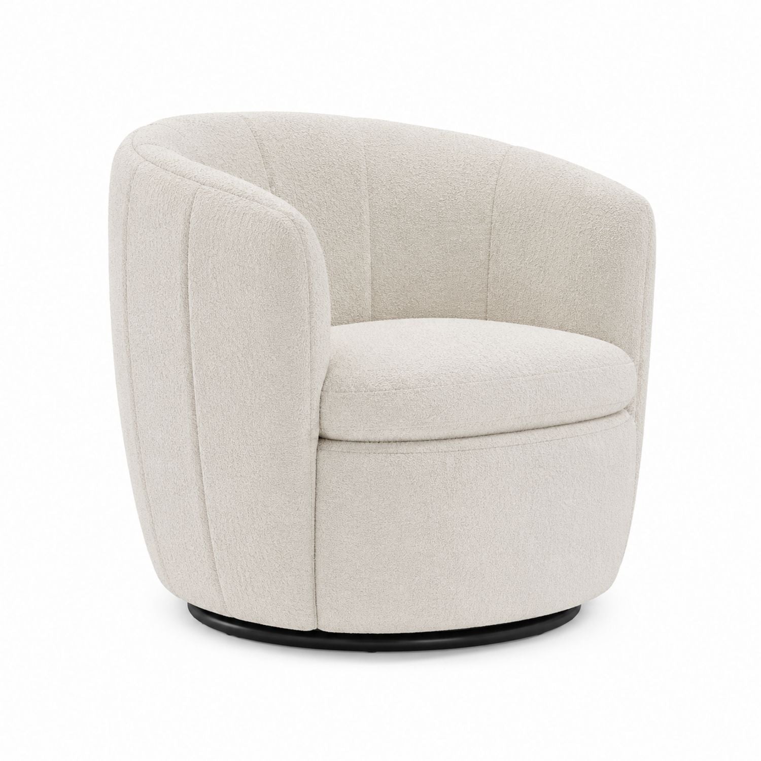 Fauteuil pivotant cylindrique en tissu 32x32x28 pouces crème