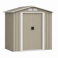 Beige Metal Outdoor Storage Shed 84cm x 142cm x 189cm