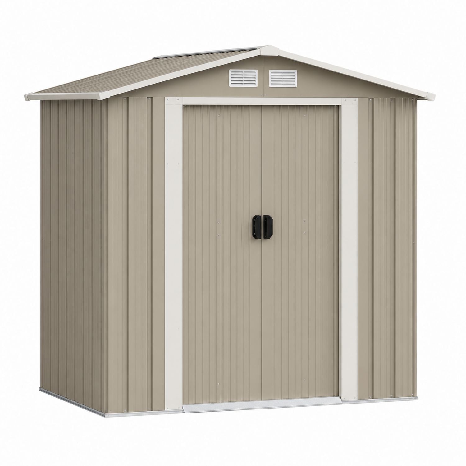 Abri de jardin en métal beige 84cm x 142cm x 189cm