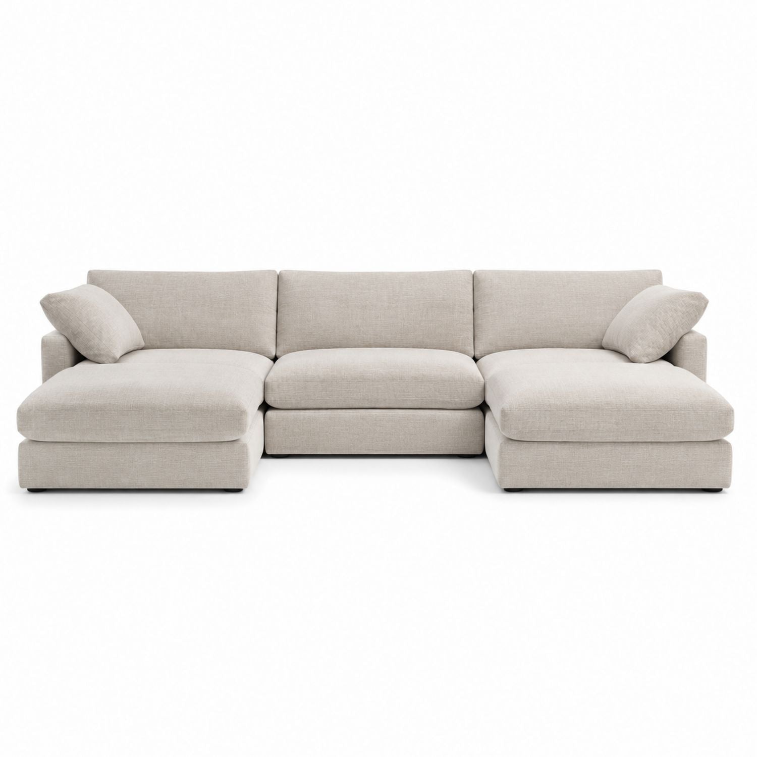 Canapé d'angle modulable en polyester beige