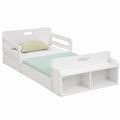 White MDF Toddler Bed with Storage Shelves 140x70 cm