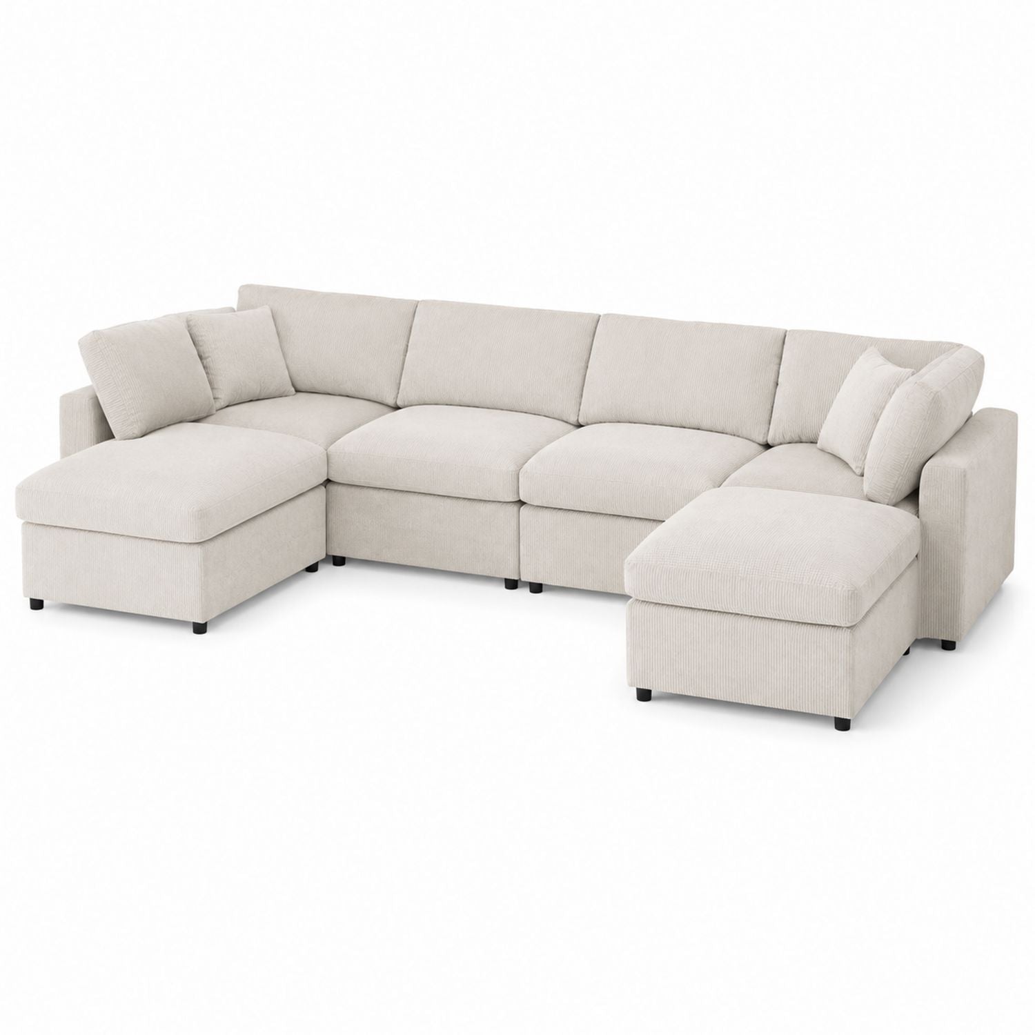 Beige Fabric Sectional Sofa Set with Chaise 300x200x90 cm