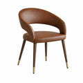 Chaise de salle à manger en similicuir avec cadre en bois, marron