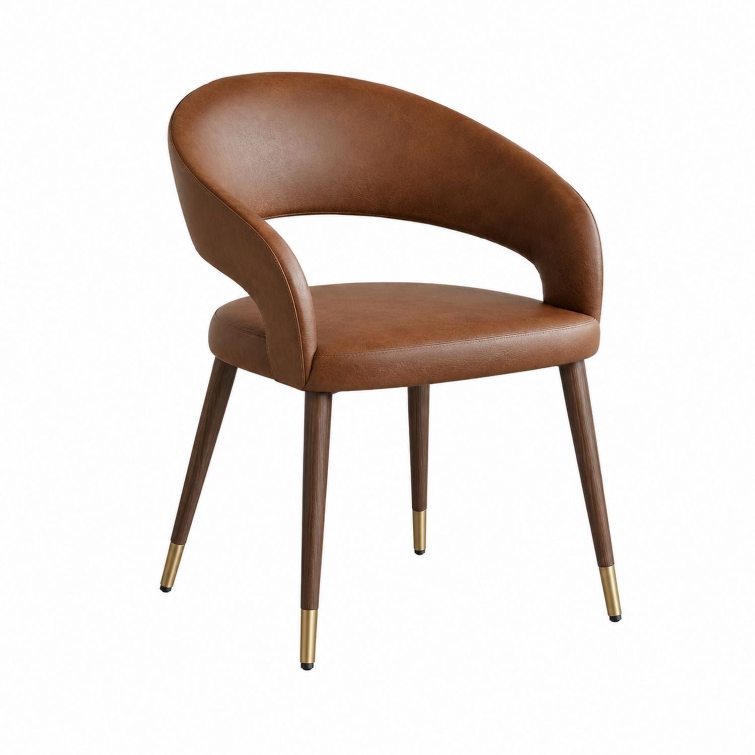 Chaise de salle à manger en similicuir avec cadre en bois, marron