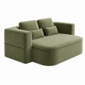 Canapé deux places en polyester vert olive de forme arrondie