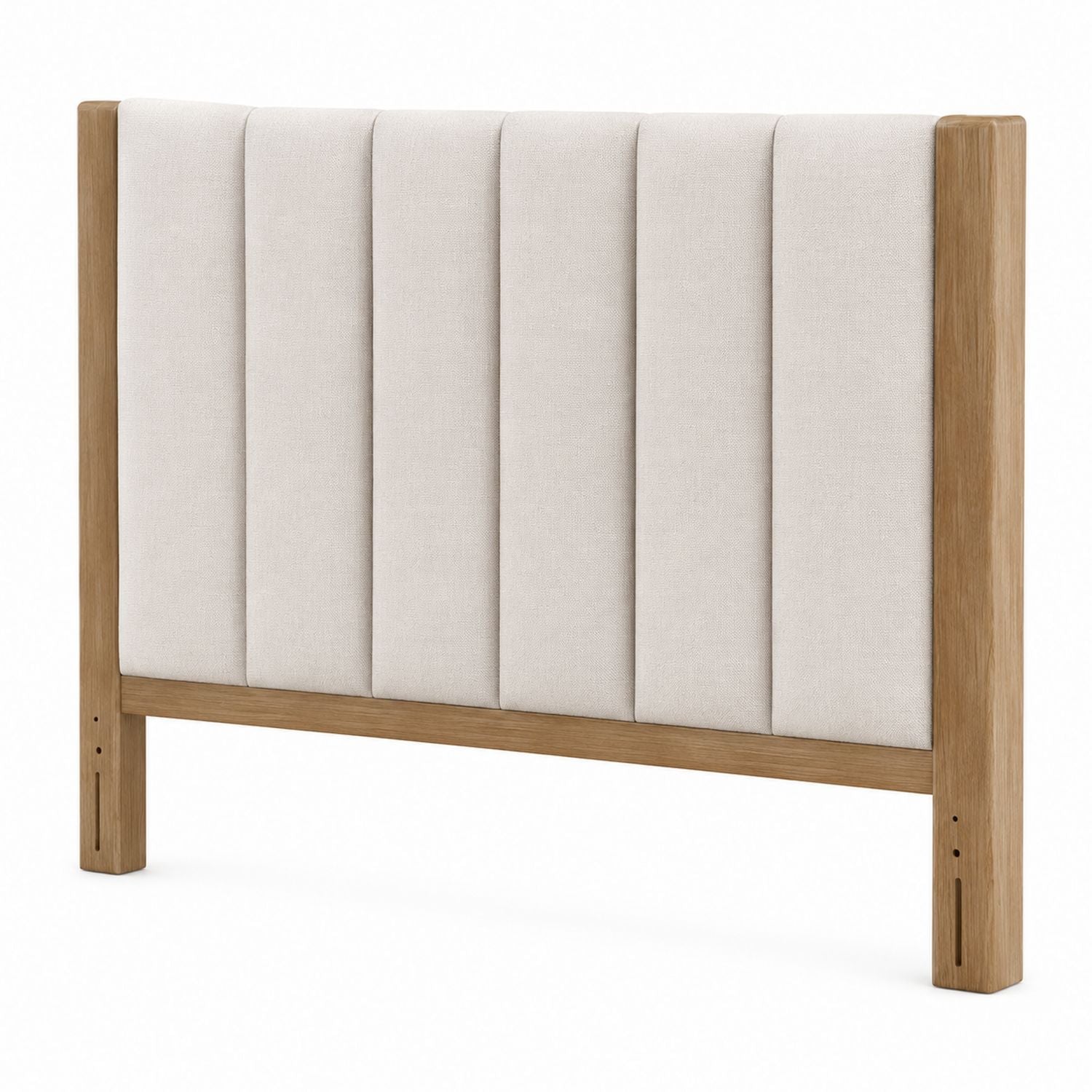Tête de lit rembourrée avec cadre en chêne massif Beige Grand Lit