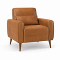 Faux Leather Armchair Brown with Solid Wood Legs 85cm x 80cm x 90cm