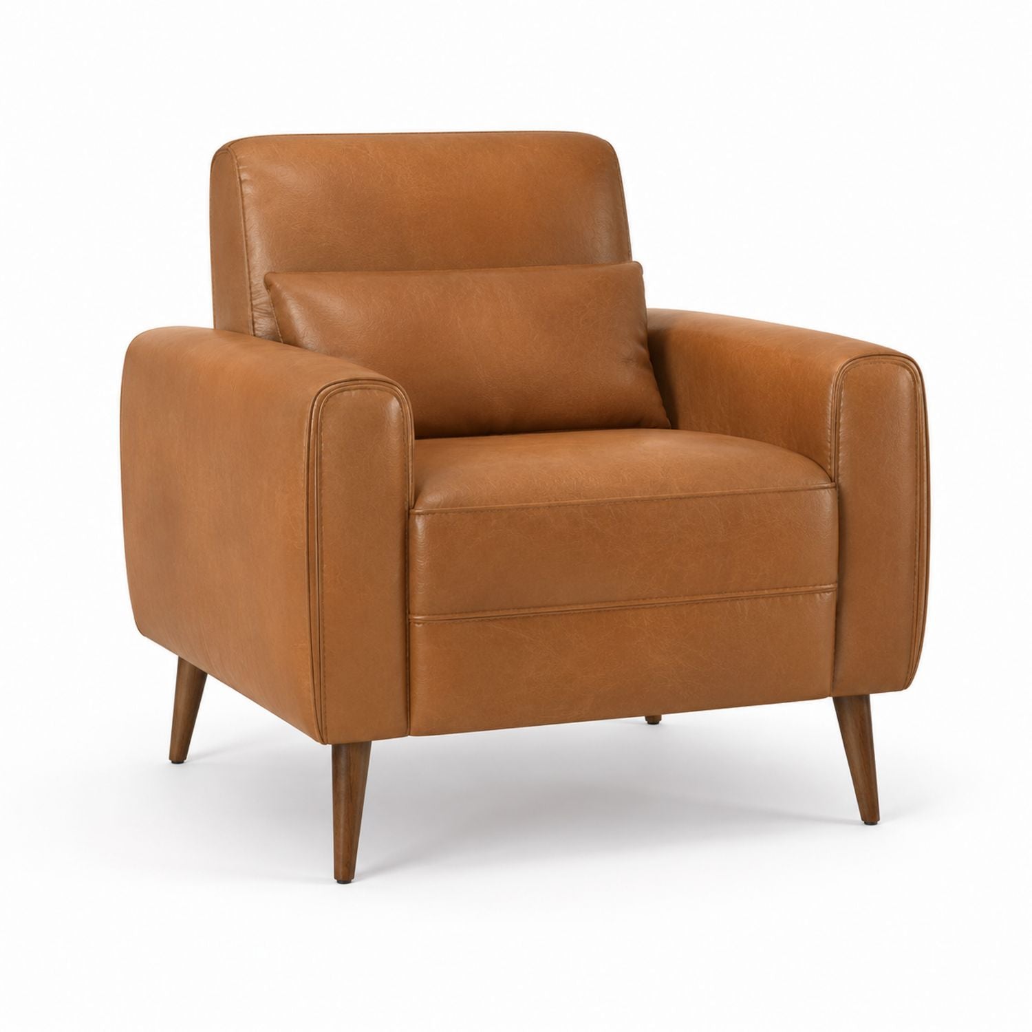 Fauteuil en similicuir marron avec pieds en bois massif 85cm x 80cm x 90cm