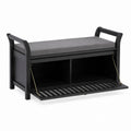 Banc de rangement avec coussin bois noir 100x40x45 cm