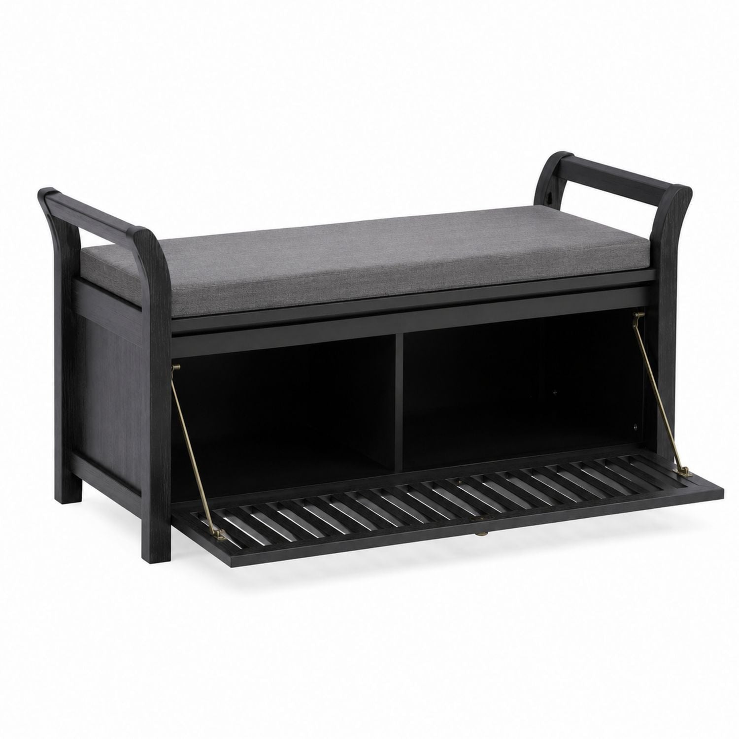 Storage Bench with Cushion Wood Black 100x40x45 cm