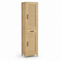 Armoire haute en bois avec portes persiennes MDF Chêne clair 180cm