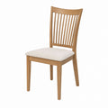Chaise de salle à manger en chêne massif avec assise en tissu polyester beige