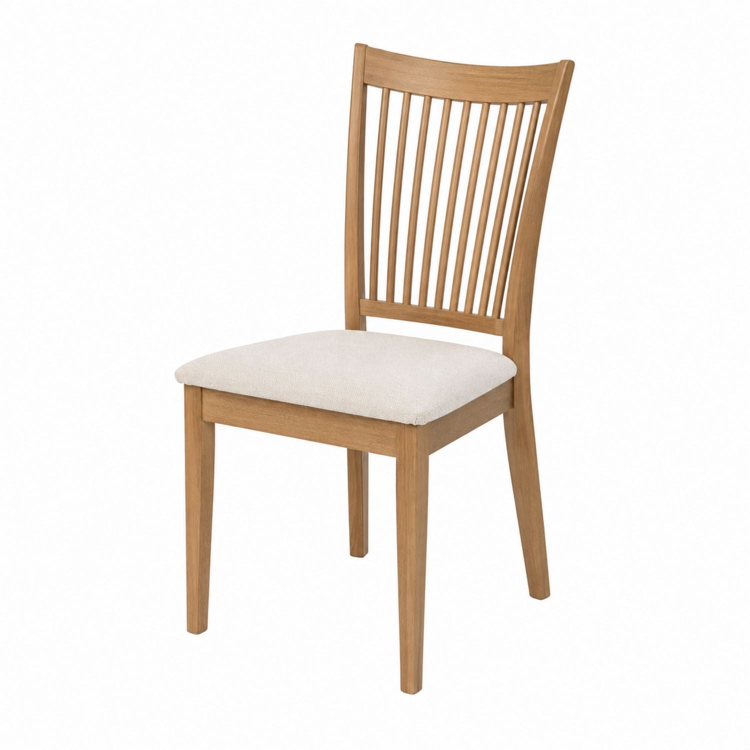 Chaise de salle à manger en chêne massif avec assise en tissu polyester beige