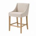 Tabouret de bar tapissé beige avec cadre en chêne