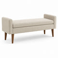 Beige Fabric Bench with Wood Legs 140cm