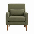 Fauteuil en polyester vert avec pieds en bois