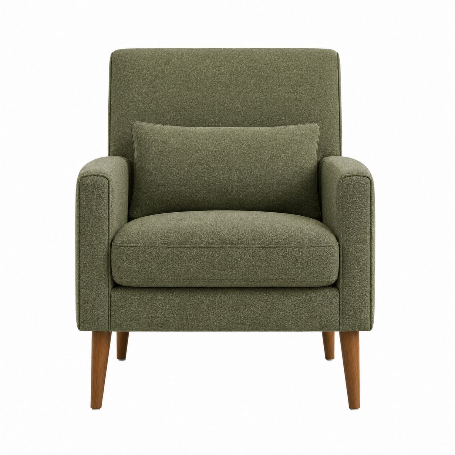 Fauteuil en polyester vert avec pieds en bois