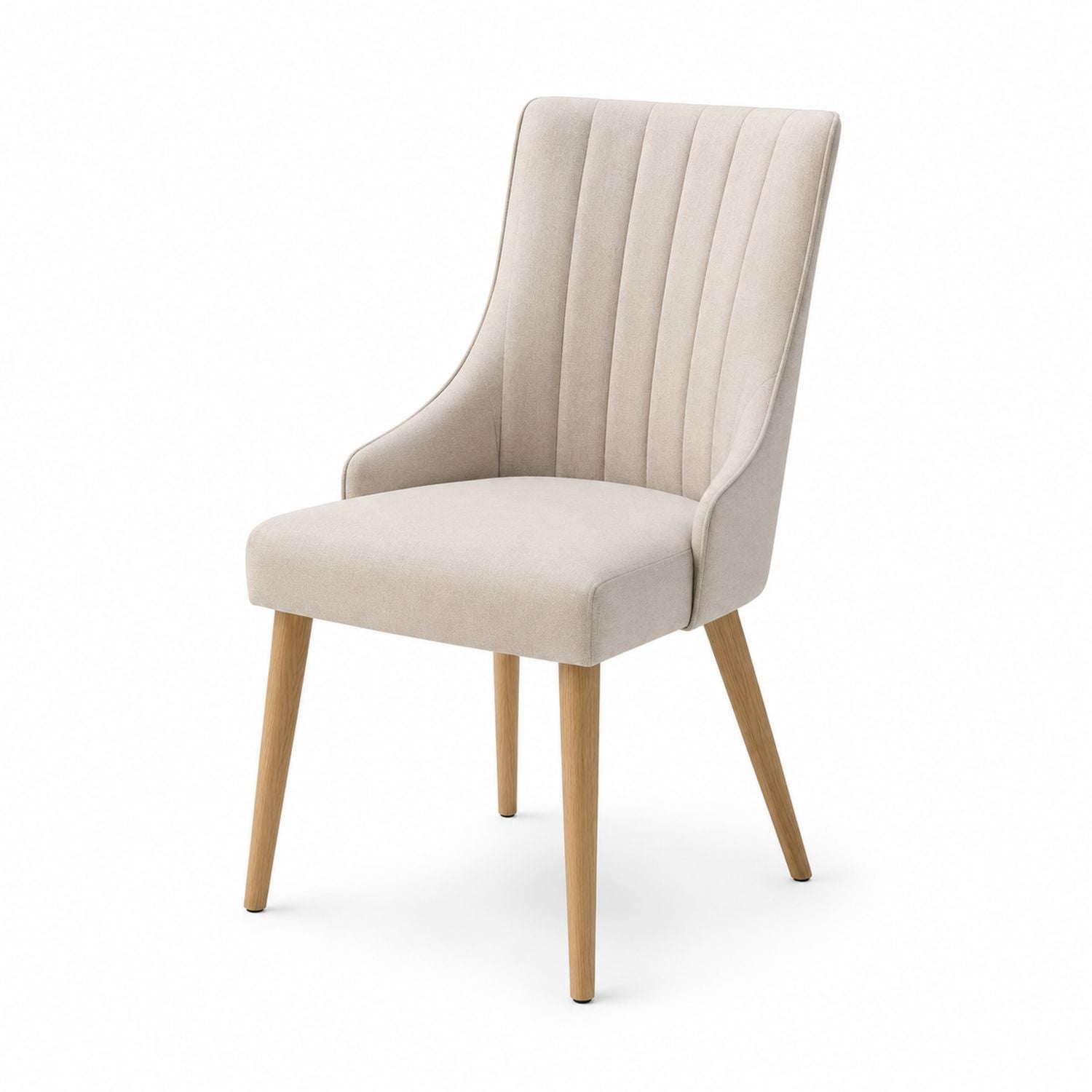 Chaise de salle à manger capitonnée avec pieds en chêne en tissu beige