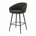 Metal Frame Bar Stool with Dark Green Fabric Upholstery, 100cm Height