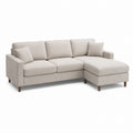 Canapé d'angle en lin beige 280 cm avec méridienne