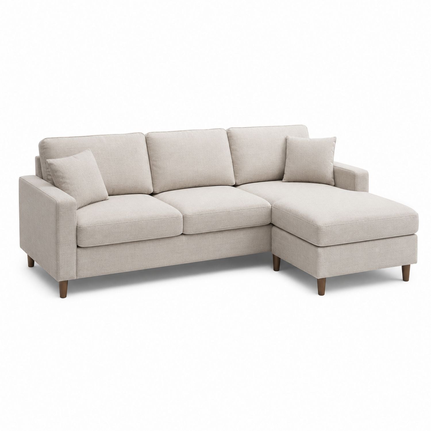 L-Shaped Sectional Sofa Linen Fabric Beige 280cm with Chaise