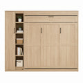 Engineered Wood Murphy Bed with Bookshelf Light Oak Double