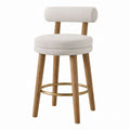 Fabric Swivel Bar Stool with Wood Legs